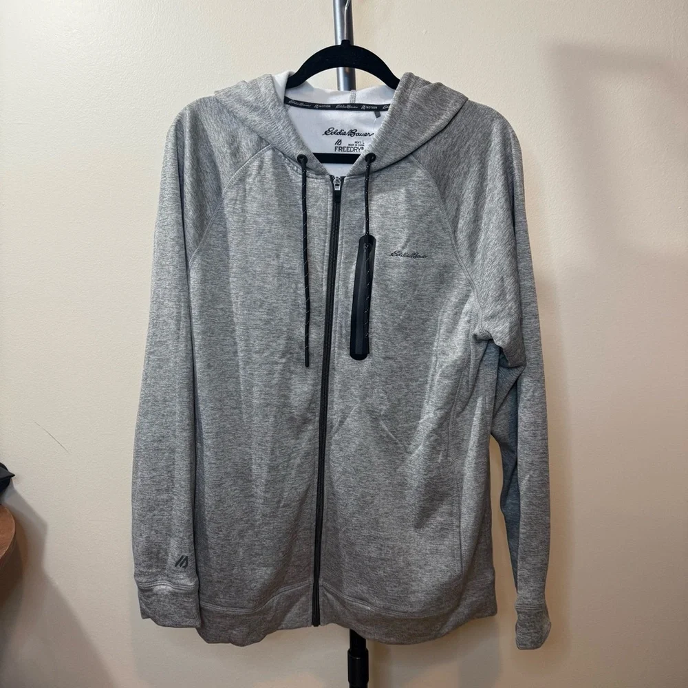 Eddie Bauer Men's Heather Gray Zip-Up Sweater - Picture 1 of 7